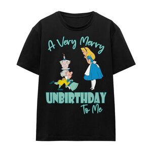 Alice In Wonderland Unisex Adult Very Merry Unbirthday To Me T-Shirt / Black